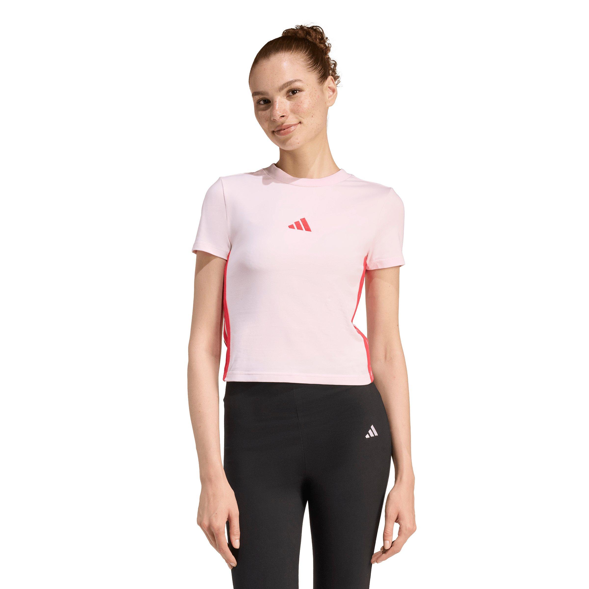 adidas Women's Essentials 3-Stripes Slim Baby T-Shirt - Light Pink - LIGHT PINK